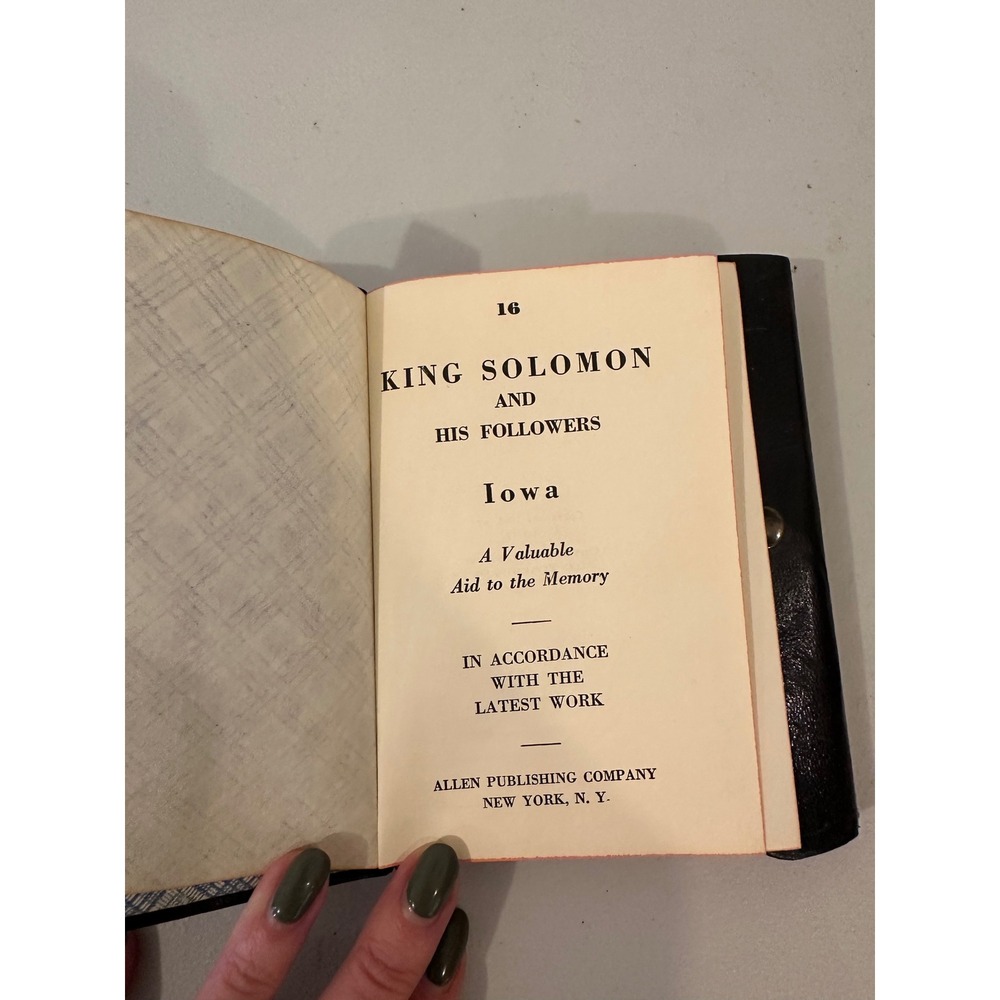 Vintage King Solomon and His Followers Iowa Masonic Cipher Book Allen Publishing